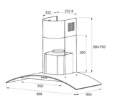 CURVED GLASS Q SERIES RANGEHOOD - 900MM